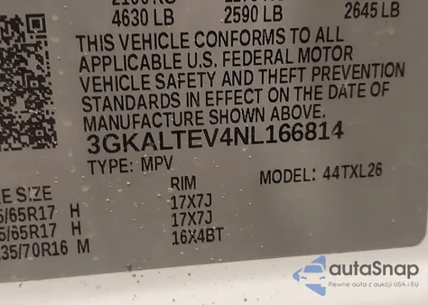 2022 GMC Terrain Awd Sle z USA, uszkodzony, nr VIN 3GKALTEV4NL166814